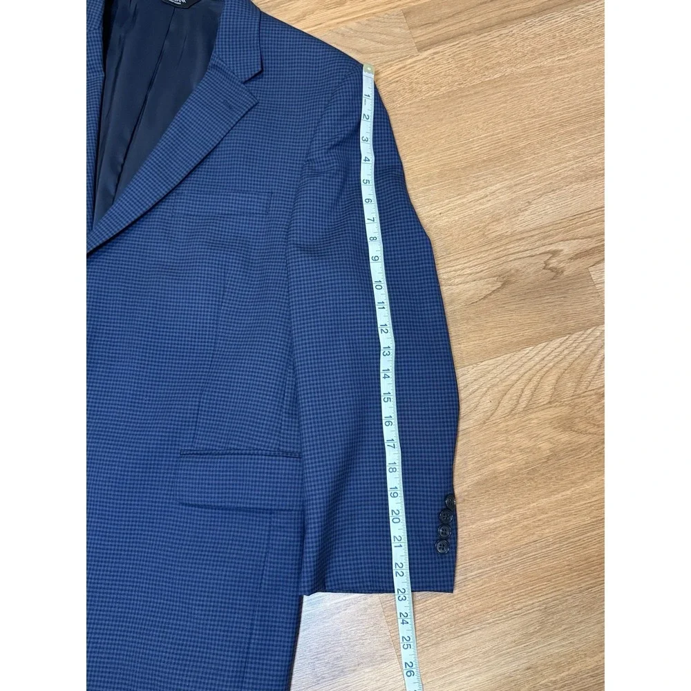 Joseph A Bank Sport Coat Men's 48S Blue Black Check Plaid 2 Button Blazer Jacket